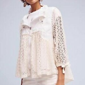 Anthropologie Hei Hei White Eyelet Windbreaker Style Jacket